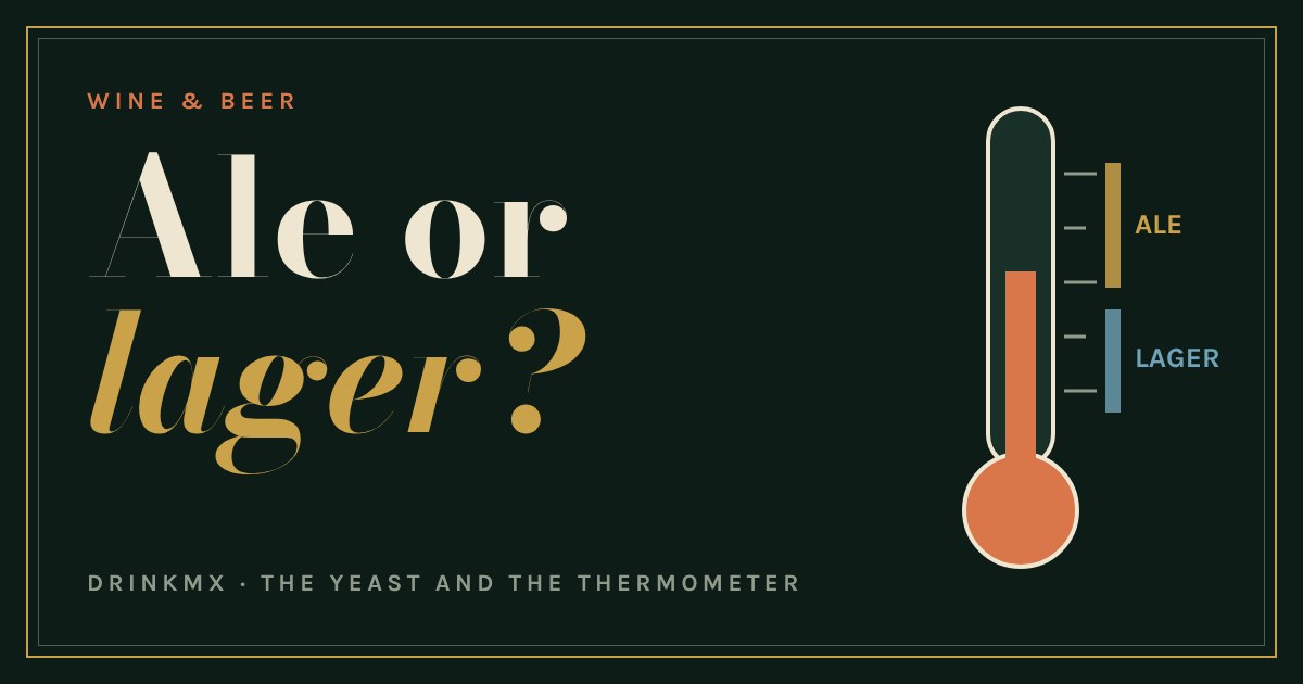 A thermometer with the lager yeast range below the warmer ale yeast range