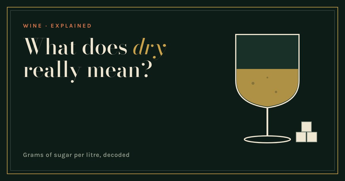 Wine glass half filled with golden wine beside three sugar cubes on a dark green background