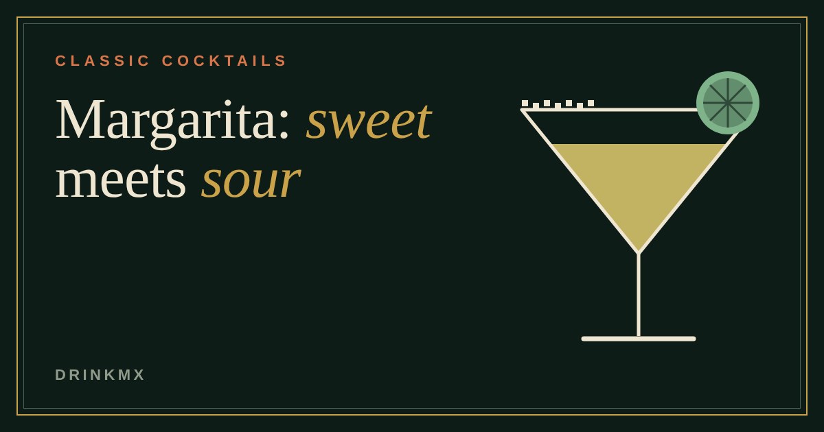 Illustration of a salt-rimmed cocktail glass of Margarita with a lime wheel on the rim