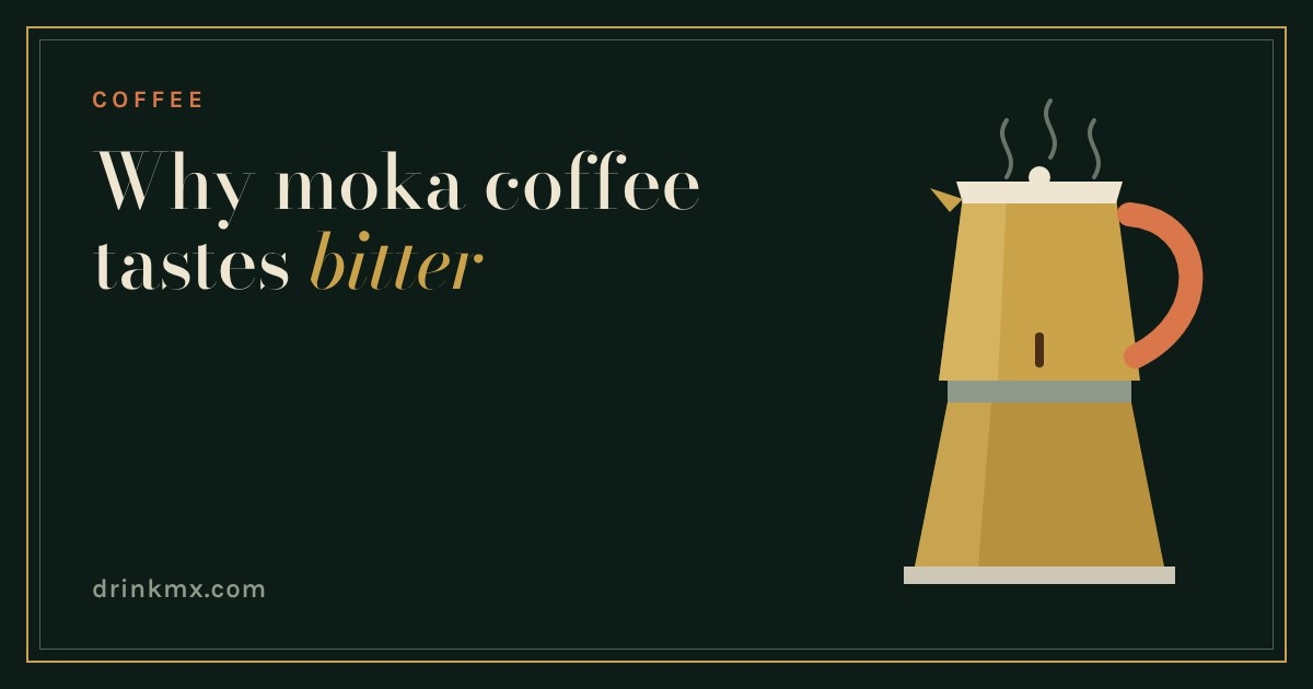 Flat illustration of a gold stovetop moka pot with steam on a dark green background