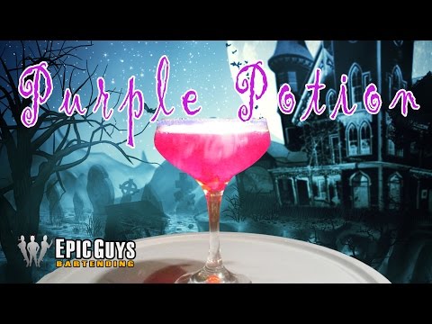 How to make a Purple Potion Cocktail | Halloween Cocktail Recipe | Epic Guys Bartending